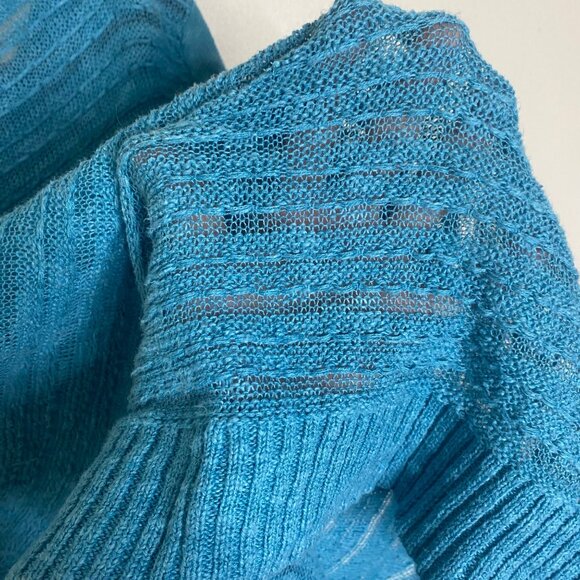 Eileen Fisher Knit Sweater XL Blue Linen Cotton Blend Lightweight Ribbed Coastal - Picture 6 of 10